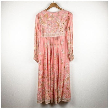 Spell And The Gypsy Collective Hendrix Boho Midi Dress in Dusty Pink Size Small