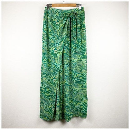 Free People Green Swirl Wrap Pants Size Medium