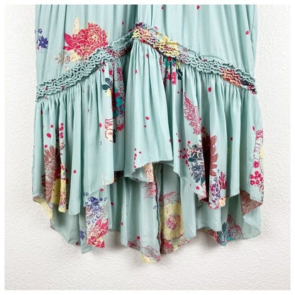 Free People Blue Haze Floral Tiered Tunic Size XS