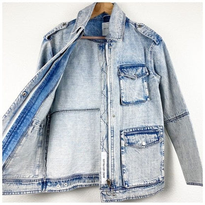 Avec Les Filles Acid Wash Denim Utility Jacket Size XS