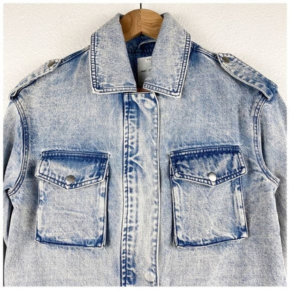 Avec Les Filles Acid Wash Denim Utility Jacket Size XS