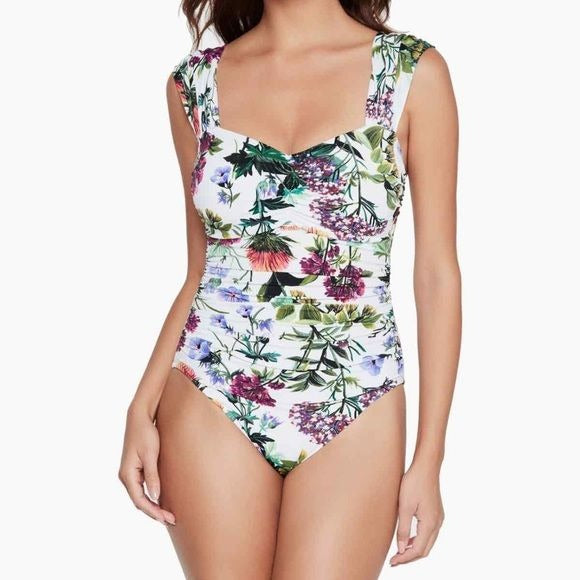 Magicsuit Modern Romance Natalie One Piece Swimsuit in White/ Multi Size 10