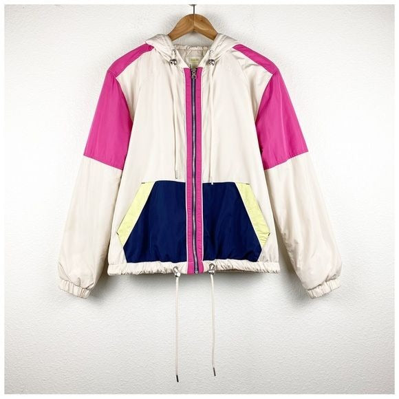 Anthropologie Maeve Venus Neon Windbreaker Jacket Size Small