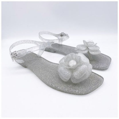 Play by Jeffrey Campbell Fleurisse Clear Glitter Sandals Size 8