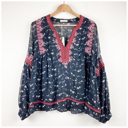 Ulla Johnson Jamila Blouse in Midnight Size 6