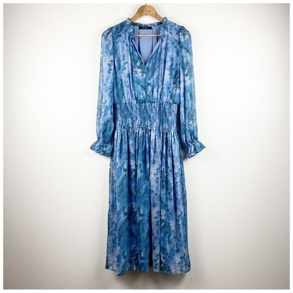 O.P.T. Blue Floral Maxi Dress Size Large