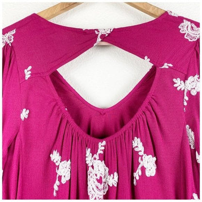 Free People Emma Embroidered Swing Dress Purple Size Small