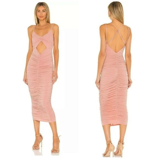 NWT Michael Costello X Revolve Kara Midi Dress in Light Mauve Size Small