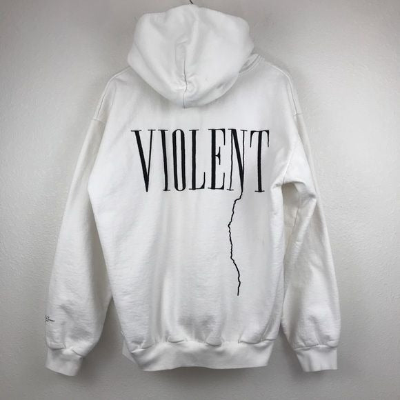 Riot Hill White Violent Hoodie Size Large