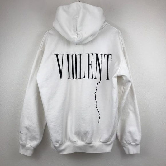 Riot Hill White Violent Hoodie Size Large