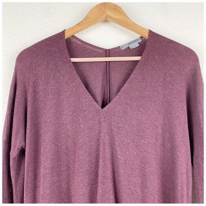 Vince Double V-Neck Drop Sleeve Top in Burgundy Size Small