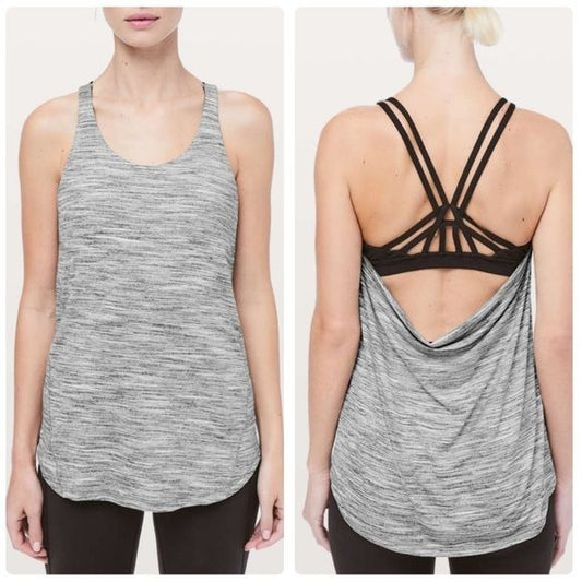 Lululemon Moment To Movement 2-In-1 Tank Space Dye Camo Black White/Black Size 6