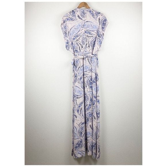 Tysa Blue & Pink Paisley Print Floral Wrap Dress Size 2/Medium