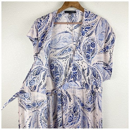 Tysa Blue & Pink Paisley Print Floral Wrap Dress Size 2/Medium