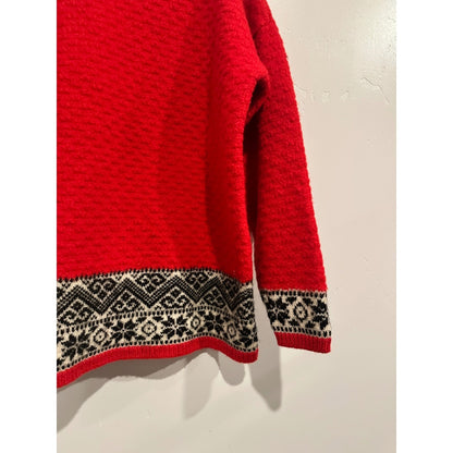 Gap Vintage Red Nordic Fair Isle Knit Mock Neck Sweater - Large