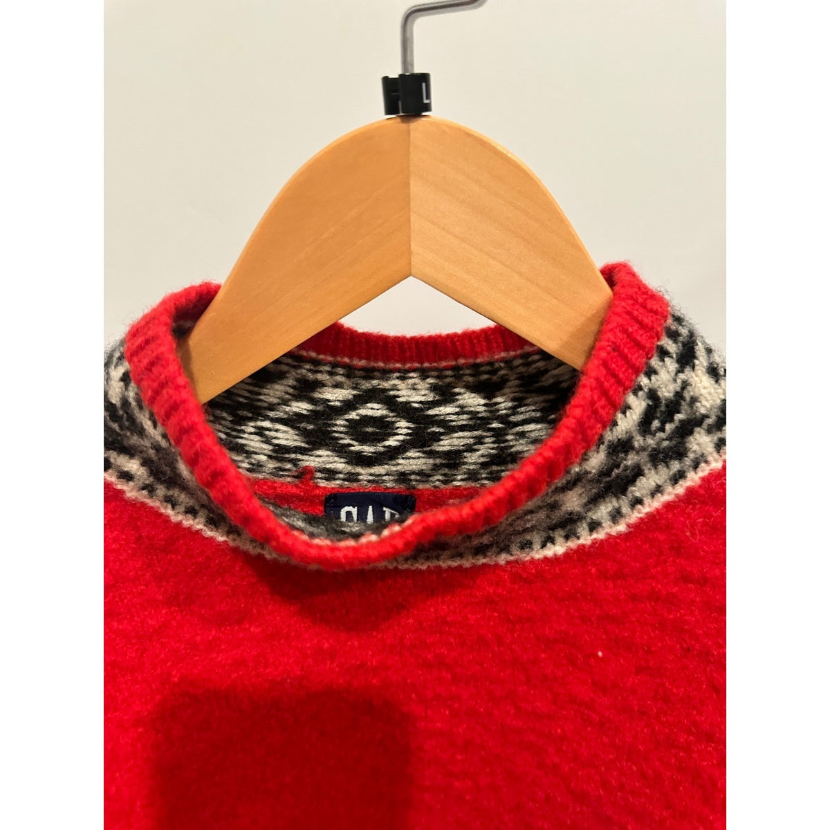 Gap Vintage Red Nordic Fair Isle Knit Mock Neck Sweater - Large