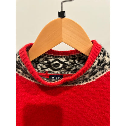 Gap Vintage Red Nordic Fair Isle Knit Mock Neck Sweater - Large