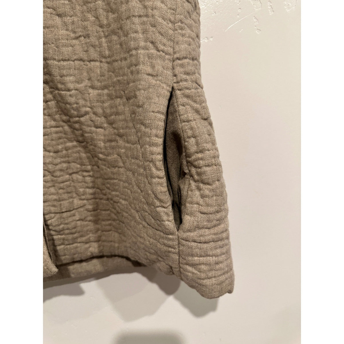 Eileen Fisher Cotton Quilted Hooded Vest in Beige - Petite Medium