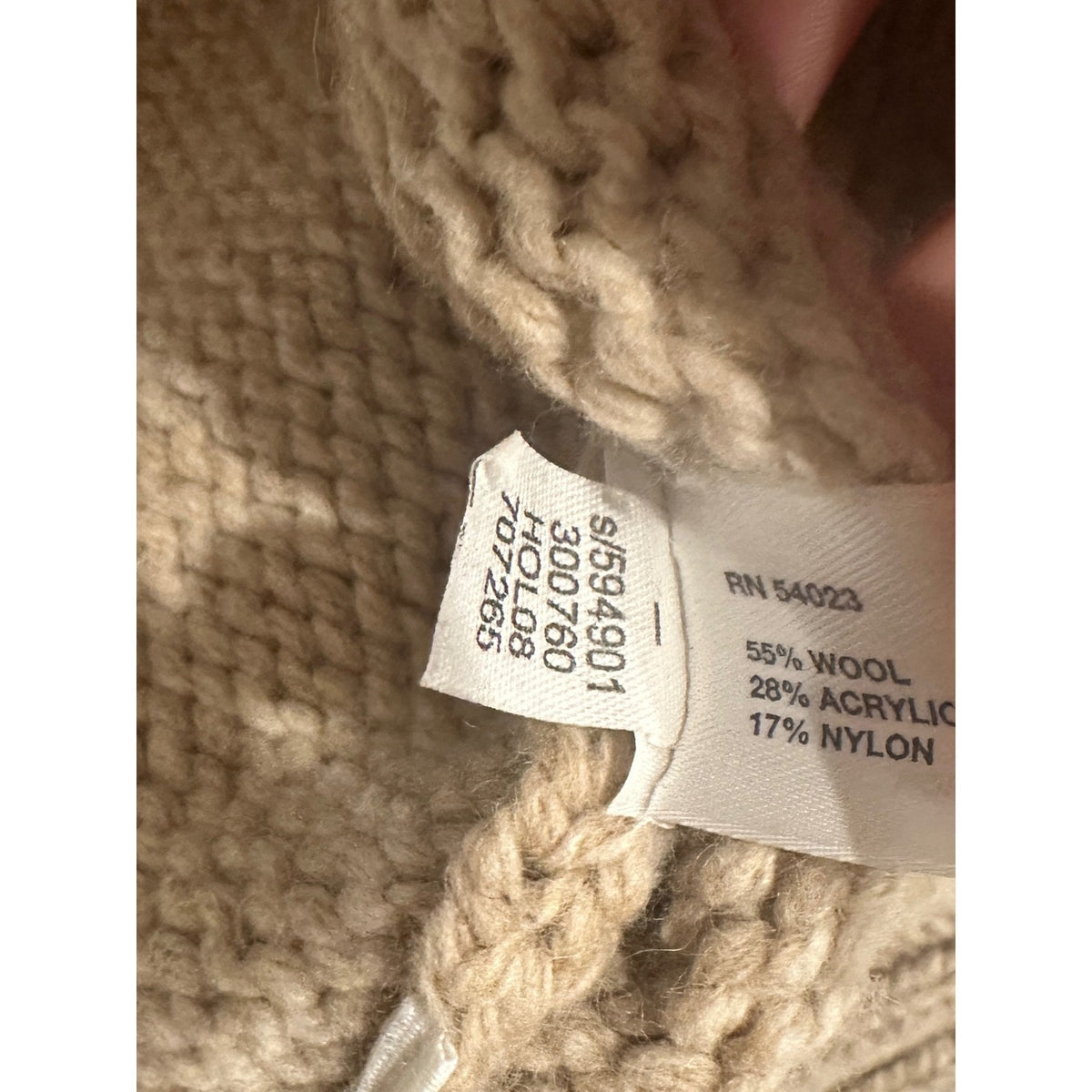 Gap Y2K Chunky Tan Wool Blend Knit Flare Sleeve Sweater - Medium