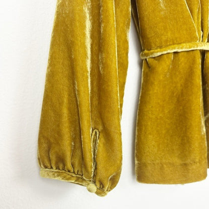J.Crew Mustard Yellow Velvet Faux Wrap Top - 4