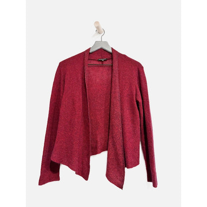 Eileen Fisher Open Front Draped Cardigan in Burgundy - Petite Small