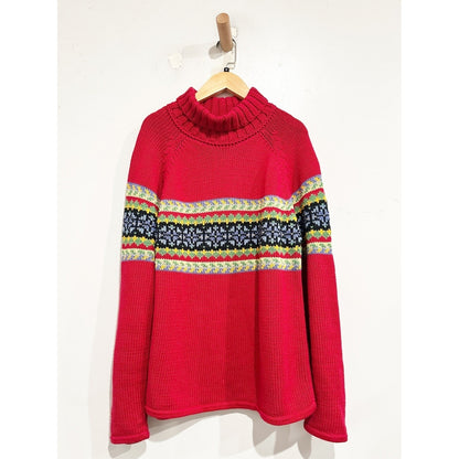 Hanna Andersson Red Patterned Turtleneck Sweater - Medium