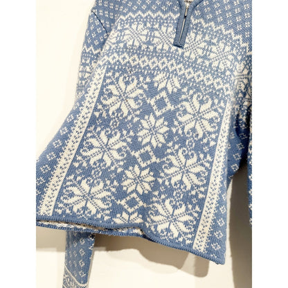 Obermeyer Vintage Blue Snowflake Wool Blend Sweater - Medium