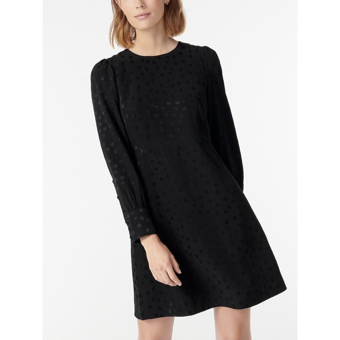 NWT J.Crew Shift Dress in Black Jacquard Floral Dot - 2