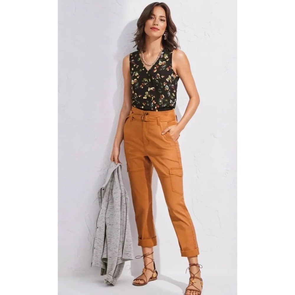 Cabi Brown Paper Bag Belted Cargo Pants - 6