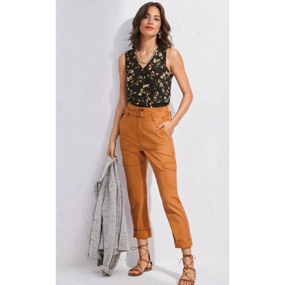Cabi Brown Paper Bag Belted Cargo Pants - 6