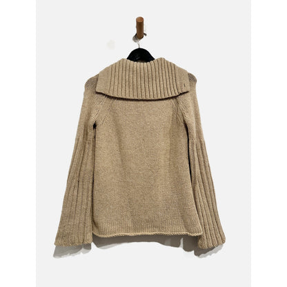 Gap Y2K Chunky Tan Wool Blend Knit Flare Sleeve Sweater - Medium