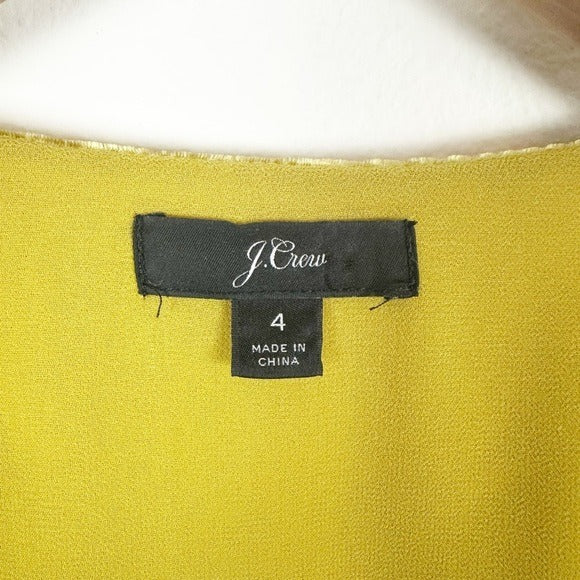 J.Crew Mustard Yellow Velvet Faux Wrap Top - 4