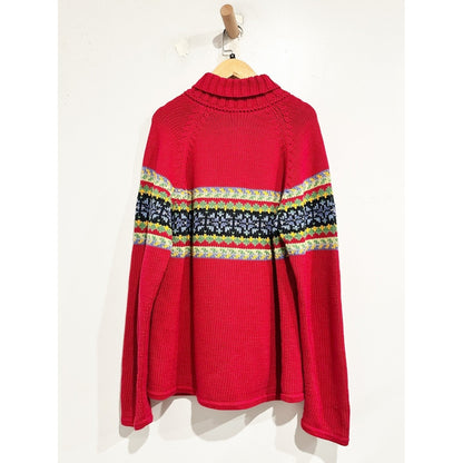 Hanna Andersson Red Patterned Turtleneck Sweater - Medium