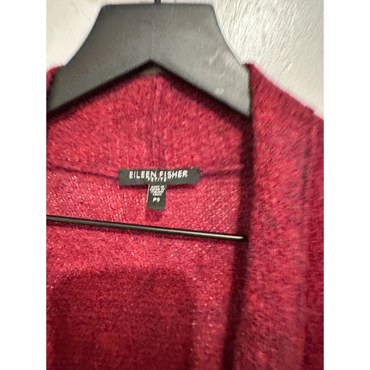 Eileen Fisher Open Front Draped Cardigan in Burgundy - Petite Small