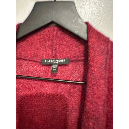 Eileen Fisher Open Front Draped Cardigan in Burgundy - Petite Small