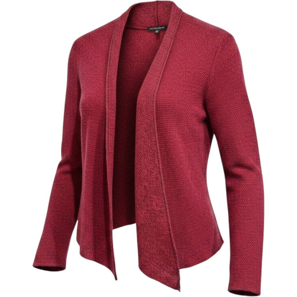 Eileen Fisher Open Front Draped Cardigan in Burgundy - Petite Small