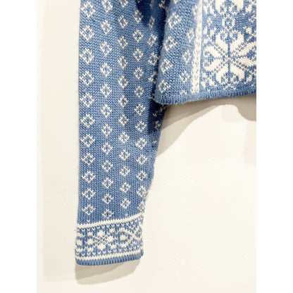 Obermeyer Vintage Blue Snowflake Wool Blend Sweater - Medium