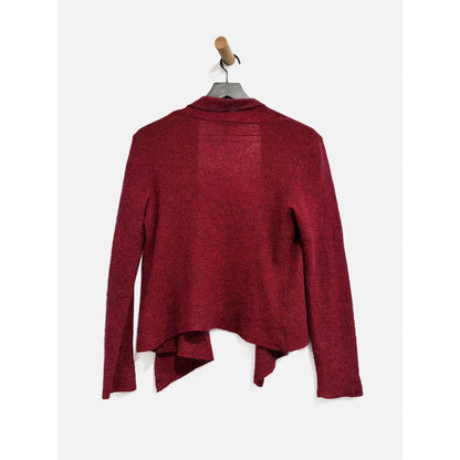 Eileen Fisher Open Front Draped Cardigan in Burgundy - Petite Small