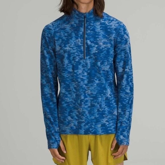 Lululemon Men's Surge Warm 1/2 Zip Data Rush Mineral Blue - Small