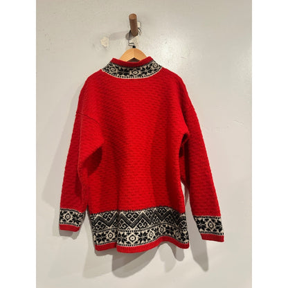 Gap Vintage Red Nordic Fair Isle Knit Mock Neck Sweater - Large