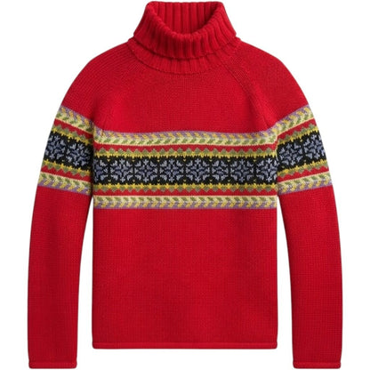 Hanna Andersson Red Patterned Turtleneck Sweater - Medium