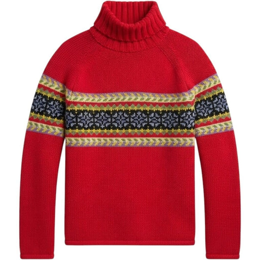 Hanna Andersson Red Patterned Turtleneck Sweater - Medium