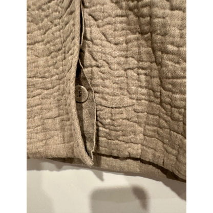 Eileen Fisher Cotton Quilted Hooded Vest in Beige - Petite Medium
