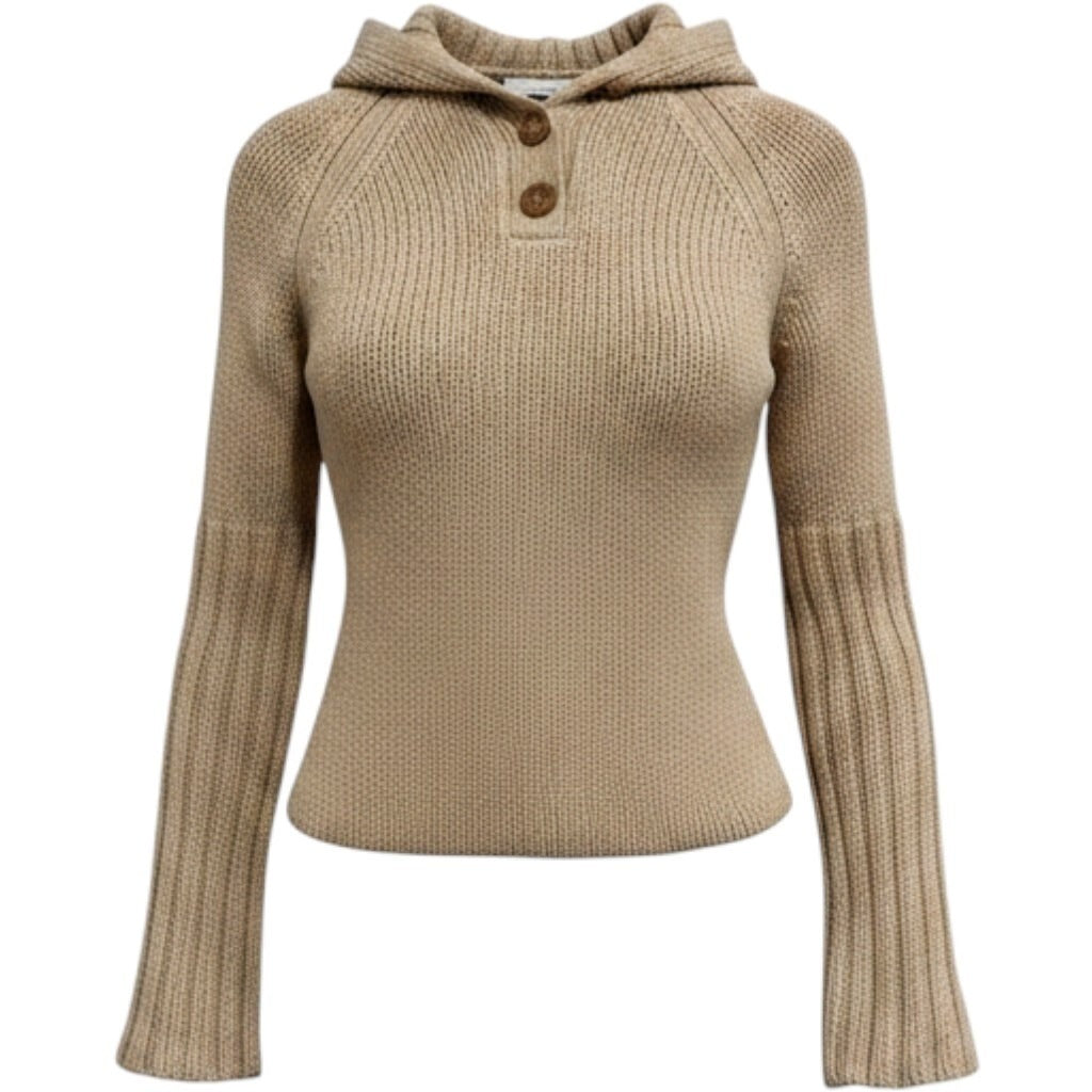 Gap Y2K Chunky Tan Wool Blend Knit Flare Sleeve Sweater - Medium