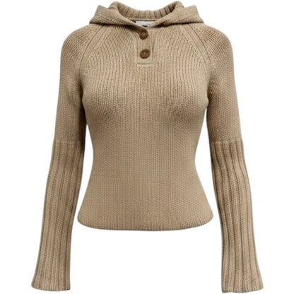 Gap Y2K Chunky Tan Wool Blend Knit Flare Sleeve Sweater - Medium