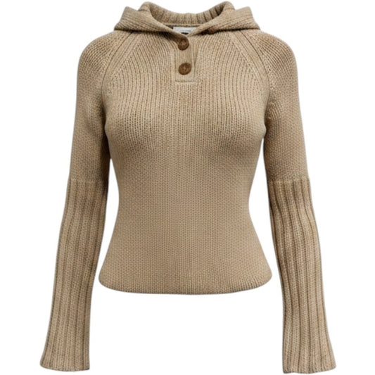 Gap Y2K Chunky Tan Wool Blend Knit Flare Sleeve Sweater - Medium