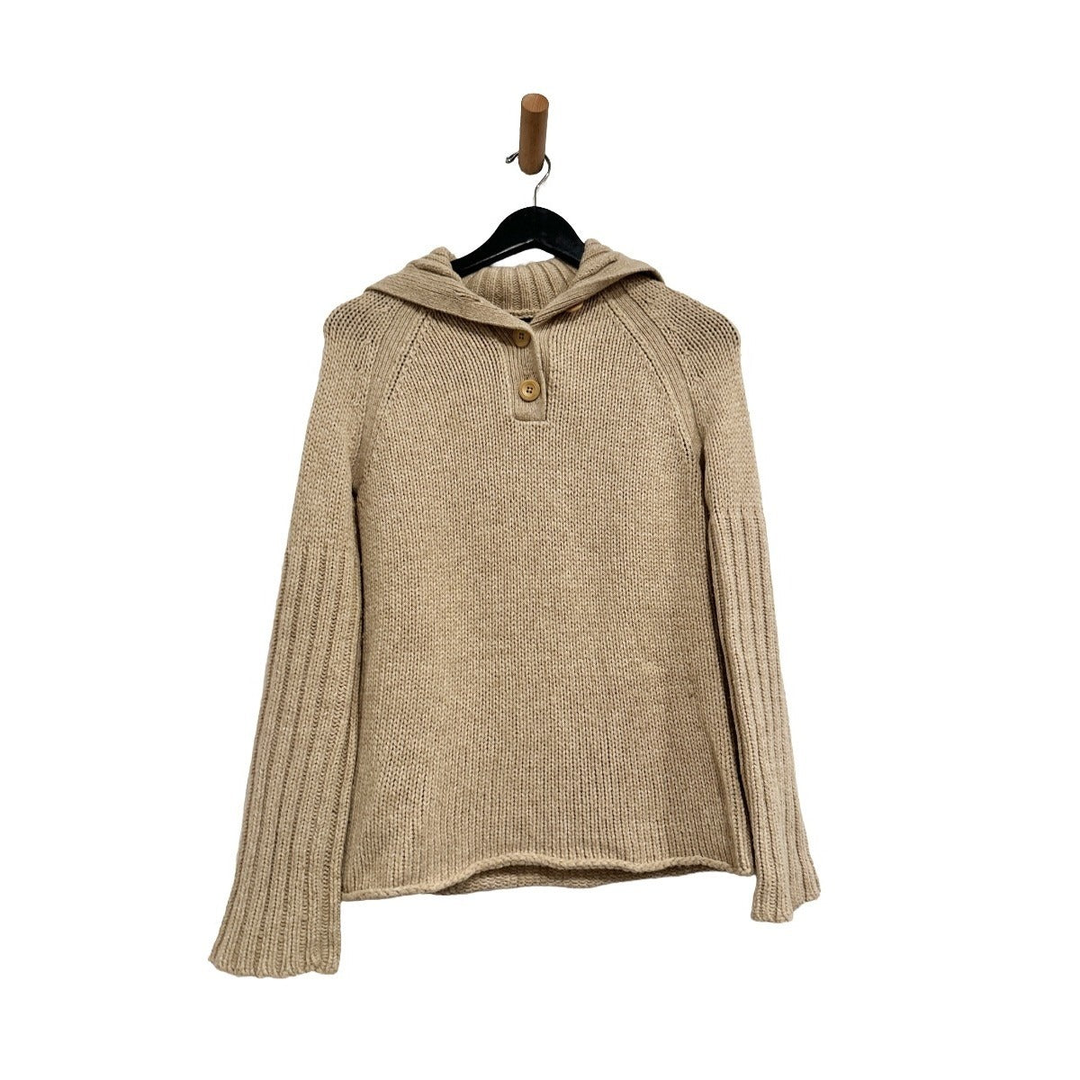Gap Y2K Chunky Tan Wool Blend Knit Flare Sleeve Sweater - Medium