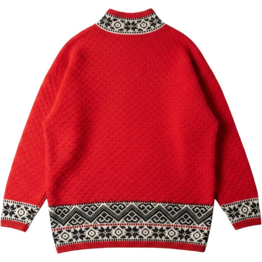 Gap Vintage Red Nordic Fair Isle Knit Mock Neck Sweater - Large