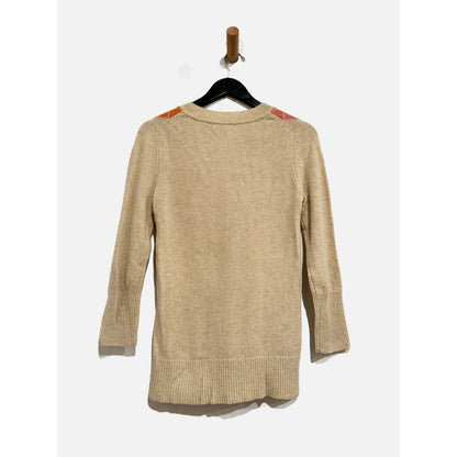Gap Y2K Beige, Pink, Orange Argyle Lambswool Blend Sweater - Medium