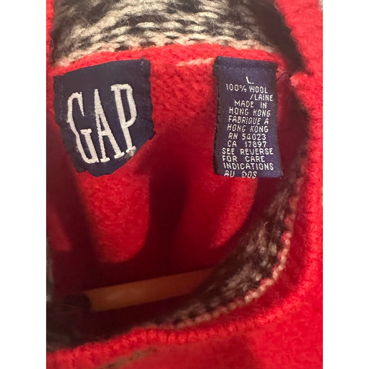 Gap Vintage Red Nordic Fair Isle Knit Mock Neck Sweater - Large